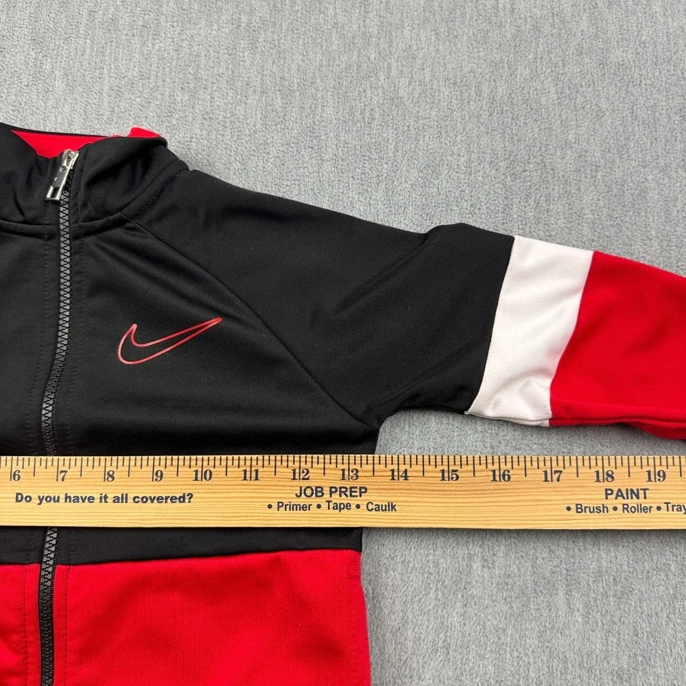 Nike Jacket Kids 4 XS‎ Red Black Full Zip Track Swoosh Logo Outdoor Active